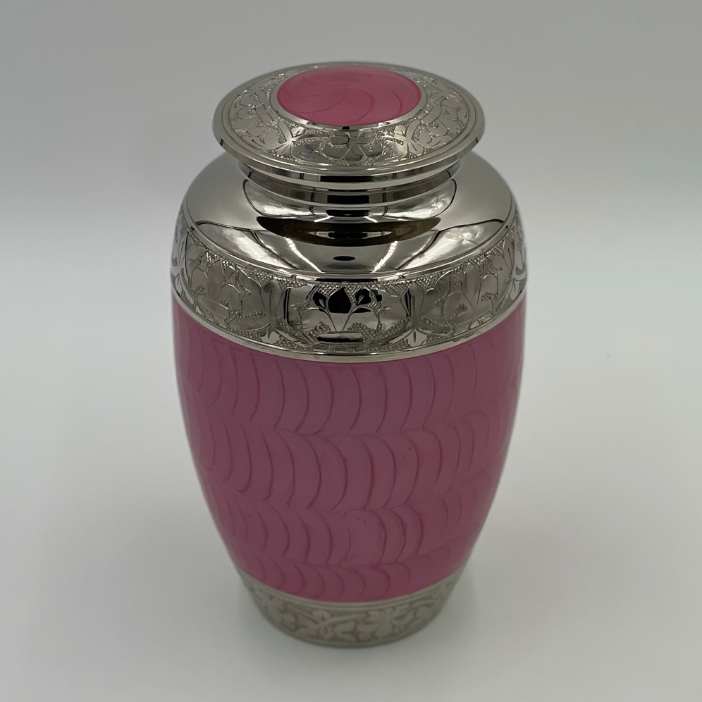 Classic Pink & Silver Urn