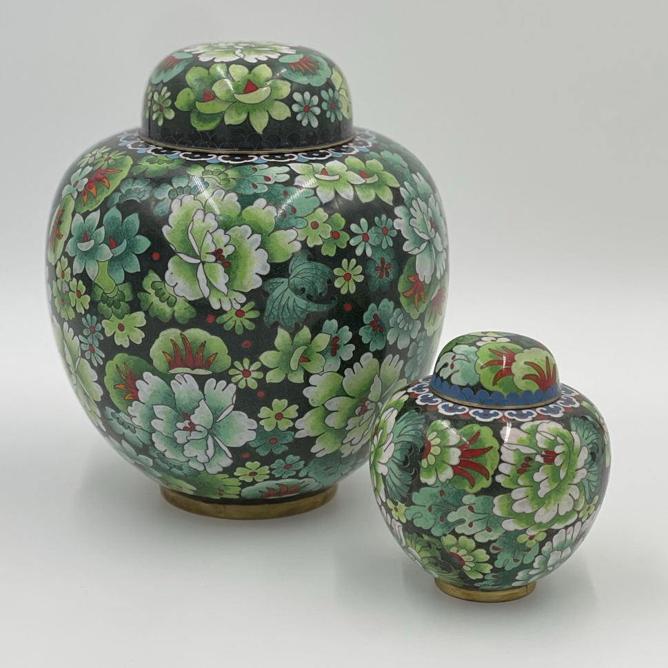 Cloisonne Green Urn