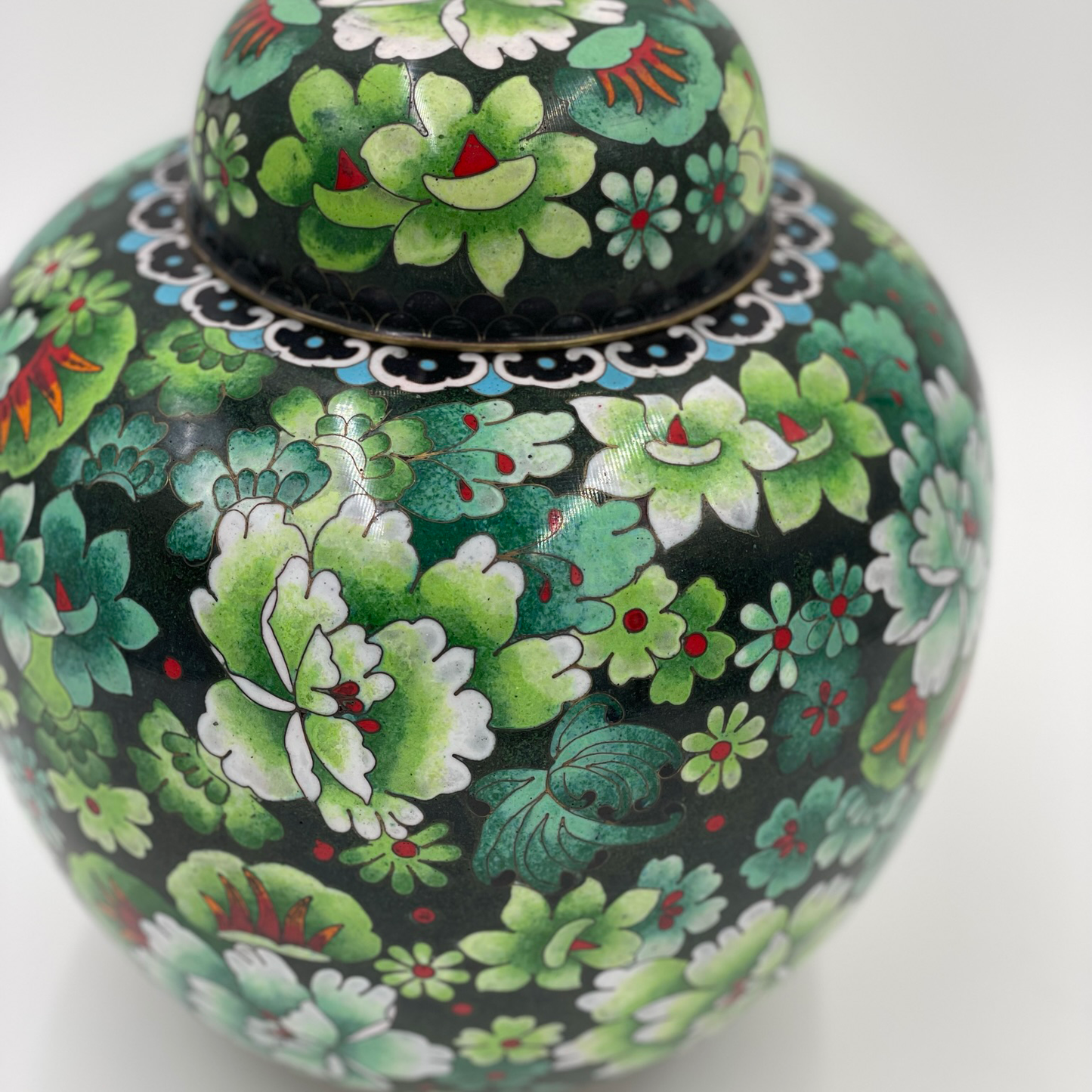 Cloisonne Green Urn