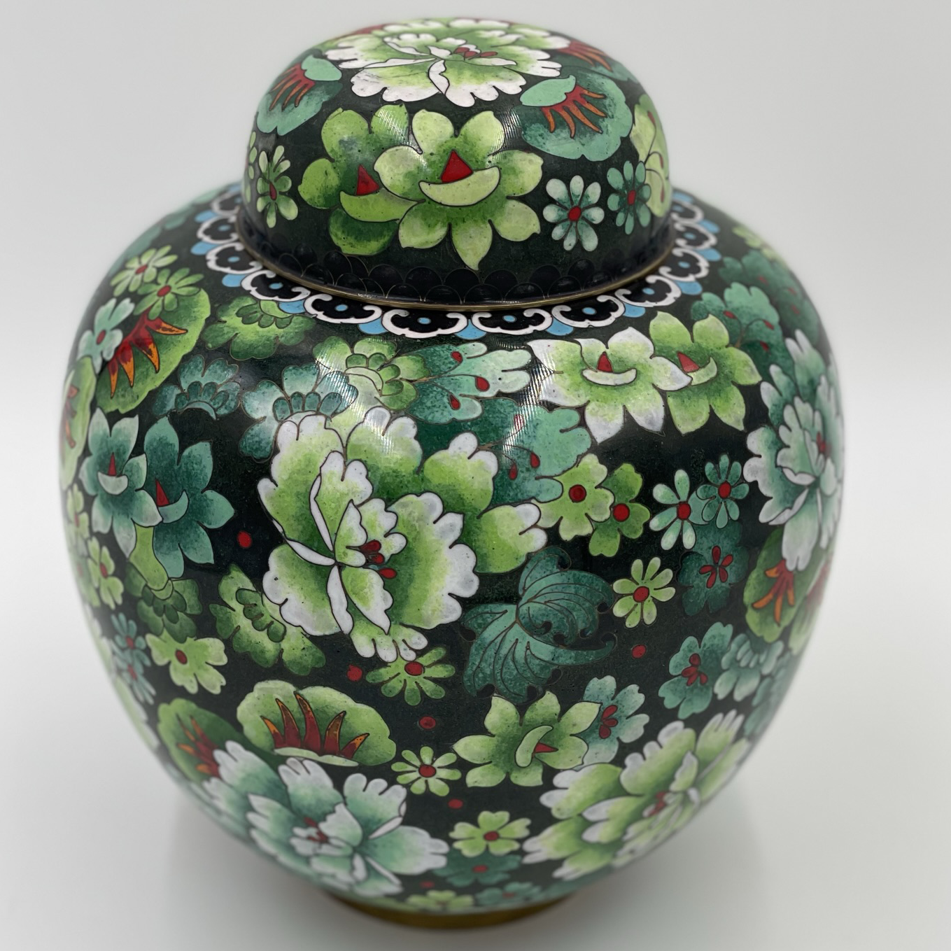 Cloisonne Green Urn