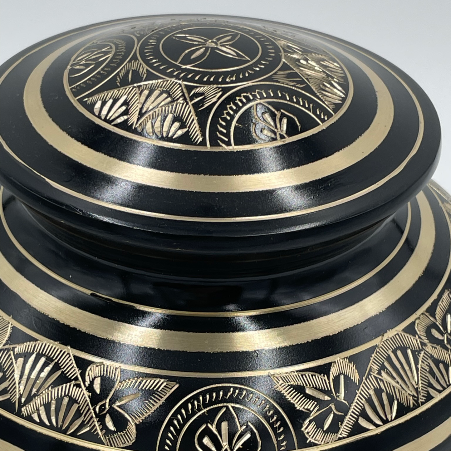 Black and Gold Etched Brass Urn