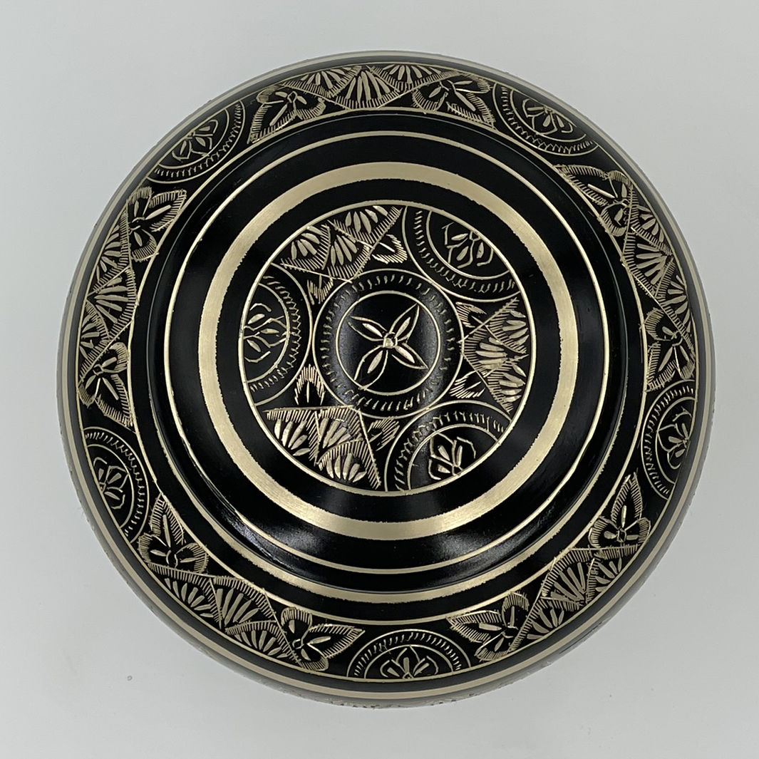 Black and Gold Etched Brass Urn