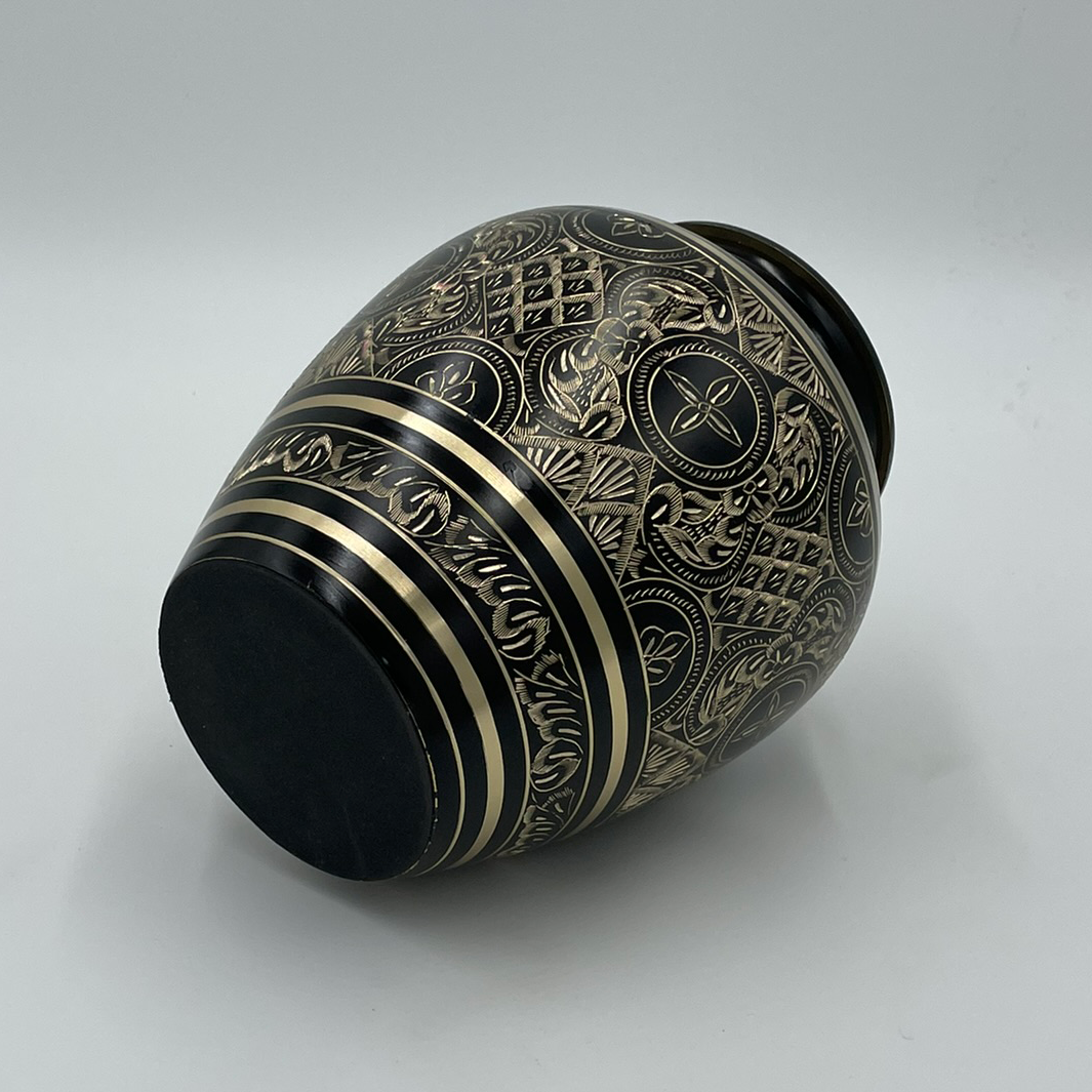 Black and Gold Etched Brass Urn