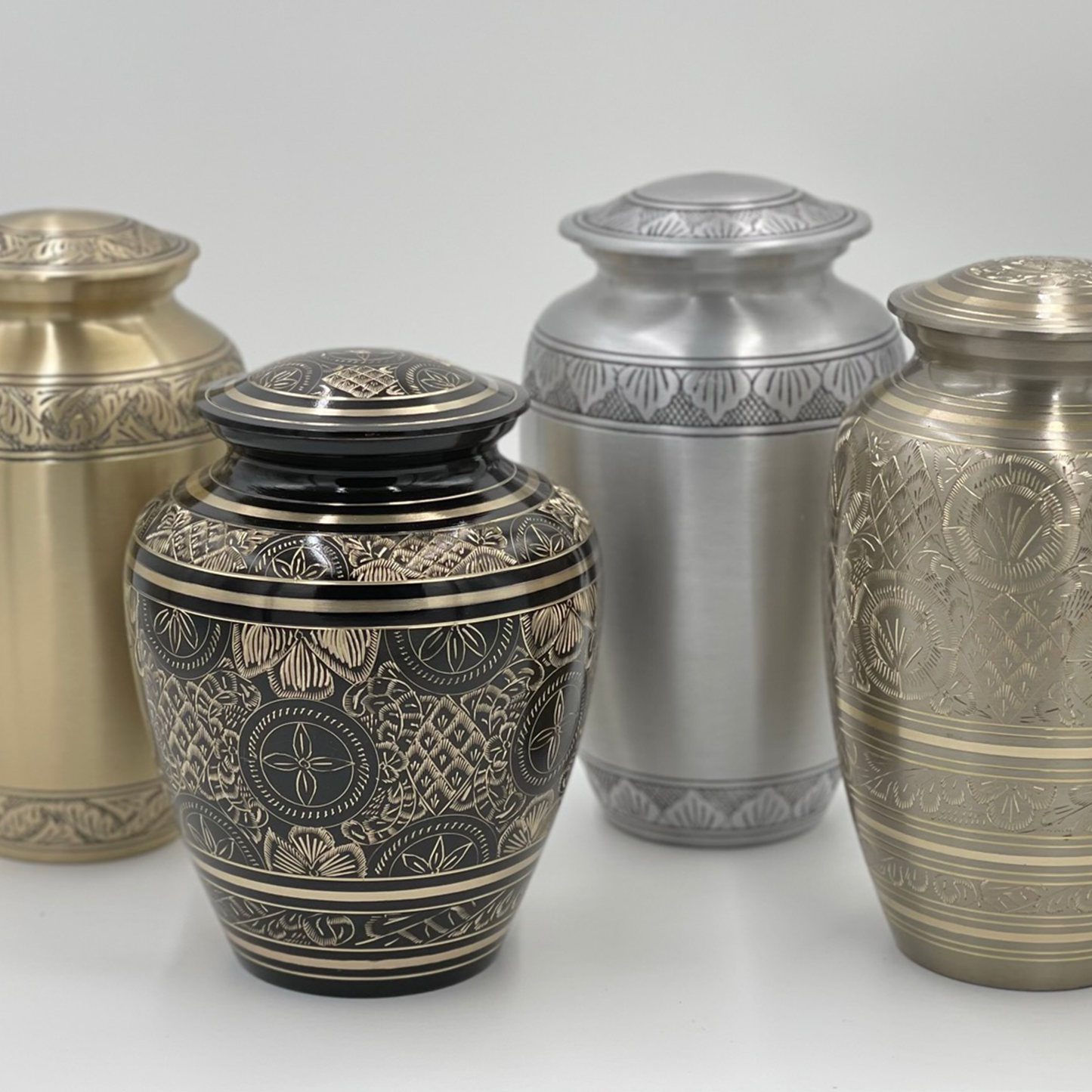 Black and Gold Etched Brass Urn