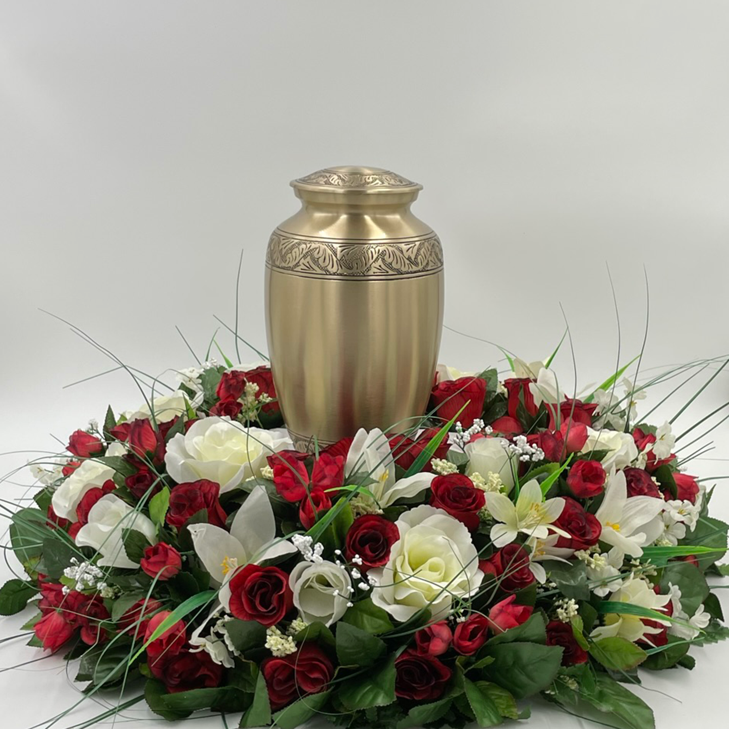 Gold Etched Foliage Urn