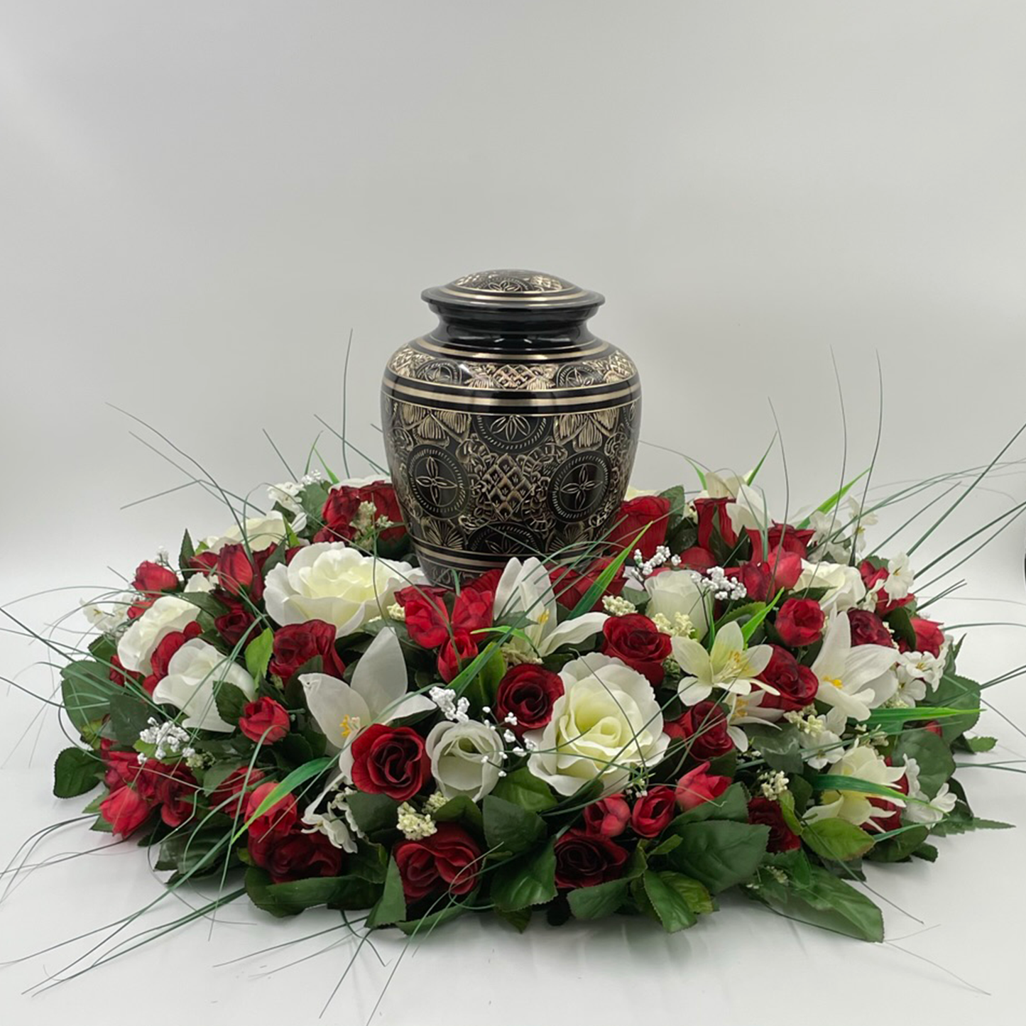 Black and Gold Etched Brass Urn