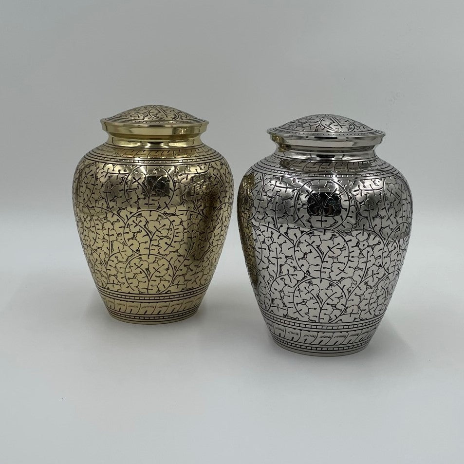Oak Leaf Brass Urn
